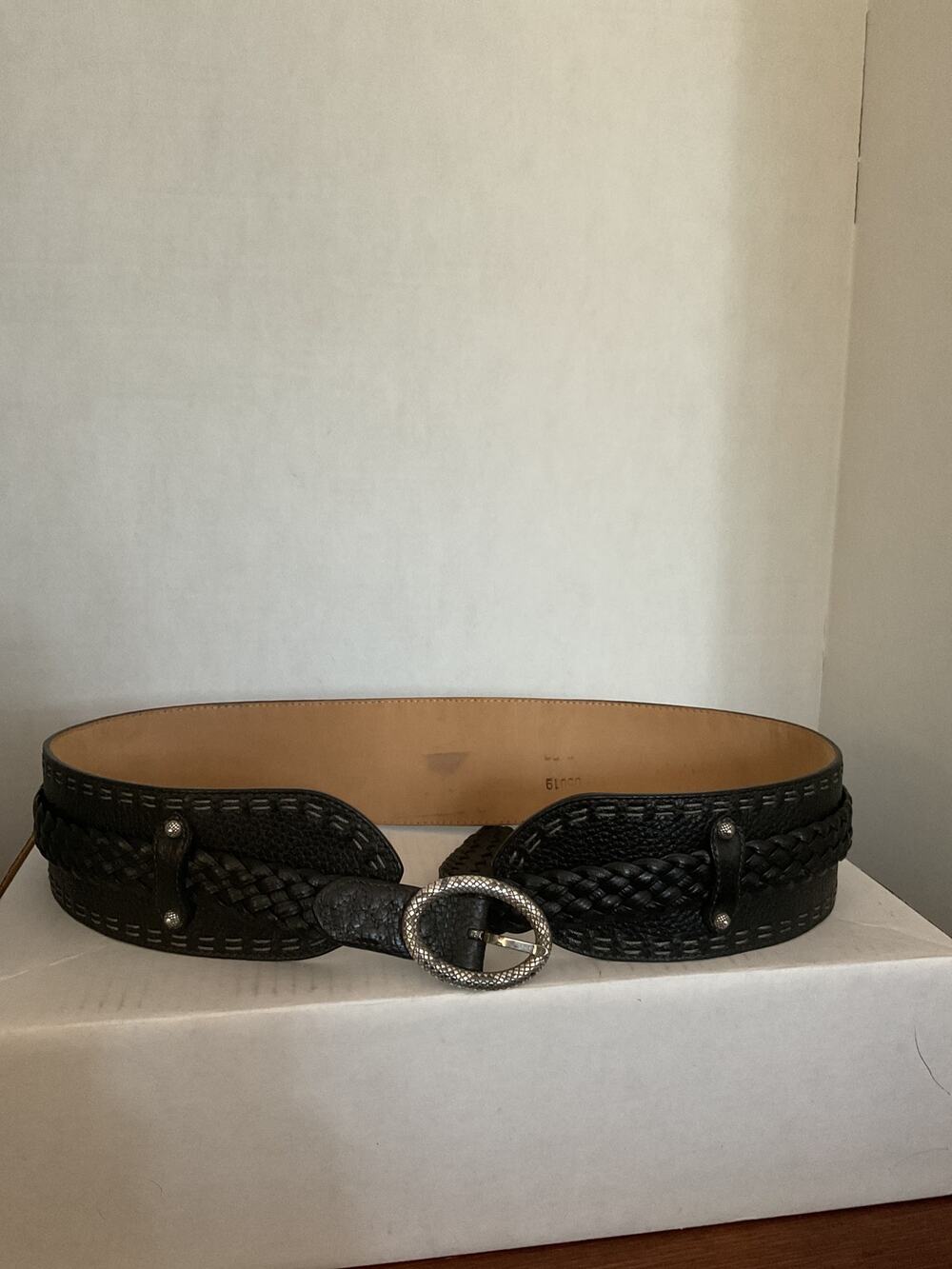 Brighton Convertable Wide Cummerbund & Slim Braided Belt w/Silvertone Buckle-34